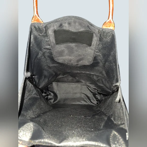 Brighton Foldable Black Tote with Brown Handles - Picture 6 of 6